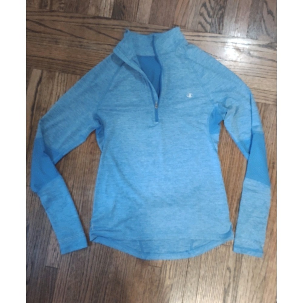 Champion Vapor Womens 1/4 Zip Running Pullover Blue‎ Heather Mesh Back Size S